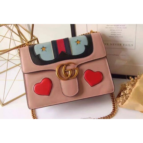 Gucci GG Marmont Medium Heart Shoulder Bag beige